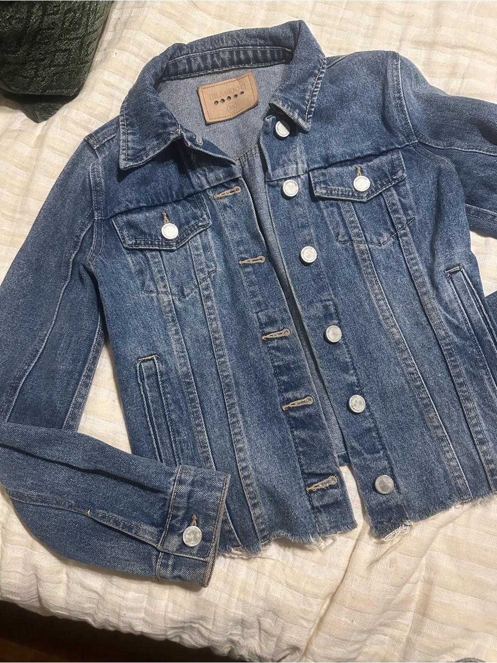Blank NYC Blue Distressed Crop Jean Jacket